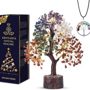 Árvore de bonsai - cristais e pedras curativas - decoração de sala de estar - árvore de cristal da vida - pedras preciosas - Feng Shui e dinheiro - decoração de prateleira para escritório