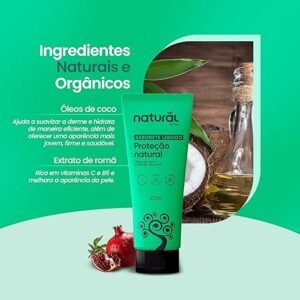 NATURAL Sabonete Líquido com Óleo de Coco e Extrato de Romã - Hidratação Profunda e Intensa - Todos os Tipos de Pele - Vegano - 237ml