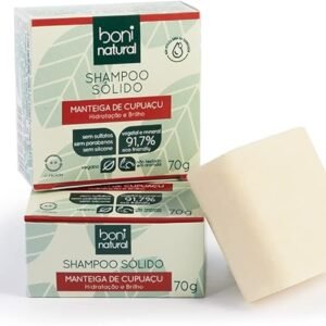 Shampoo Sólido Vegano Boni Natural com Manteiga de Cupuaçu para Hidratação e Brilho, Sem Silicones, Sem Sulfatos, Sem Parabenos, Boni Natural, Verde, BONI NATURAL
