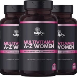 Kit 3x Multivitamínico AZ Mulher Completo com 13 Vitaminas e 9 Minerais Vitamina A C D E B7 B12 60 Cápsulas 500mg