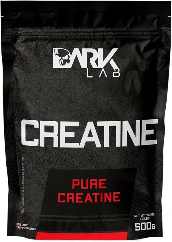 Creatina Pura Dark Lab 500g, Monohidratada 100% de Pureza, Para Atletas e Musculação, Absorção Rápida e Eficiente, Livre de Glúten, Sem Sabor