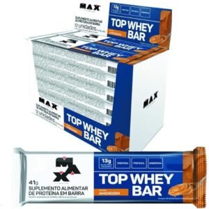 Top Whey Bar - 12 Unidades de 41g Amendoim - Max Titanium