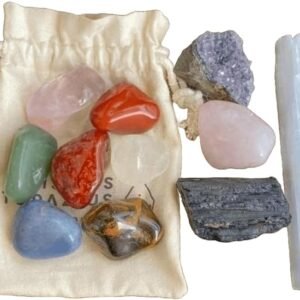Kit 12 Cristais Essenciais para o Dia a Dia | Chakras, Pedras Naturais, Brutas e Roladas | Para Equilíbrio Energético, Proteção, Bem-estar e Harmonização das Energias Pessoais e Ambientais
