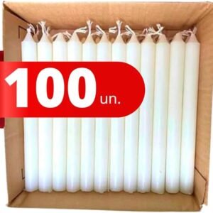 Vela palito branca 100 unidades tradicional 100% parafina
